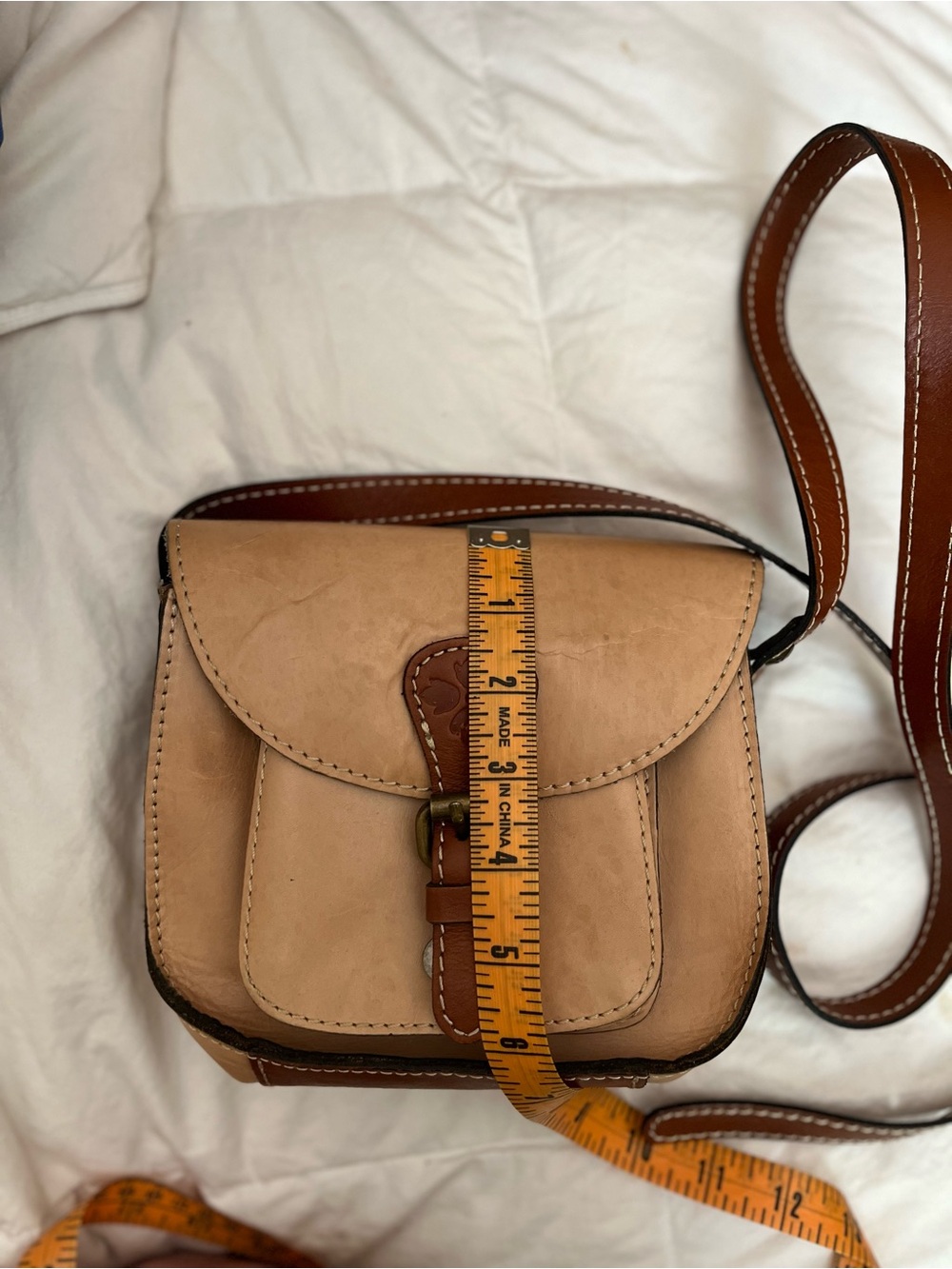 Patricia Nash Beige and Brown Leather Buckle Crossbody - Picture 3 of 9